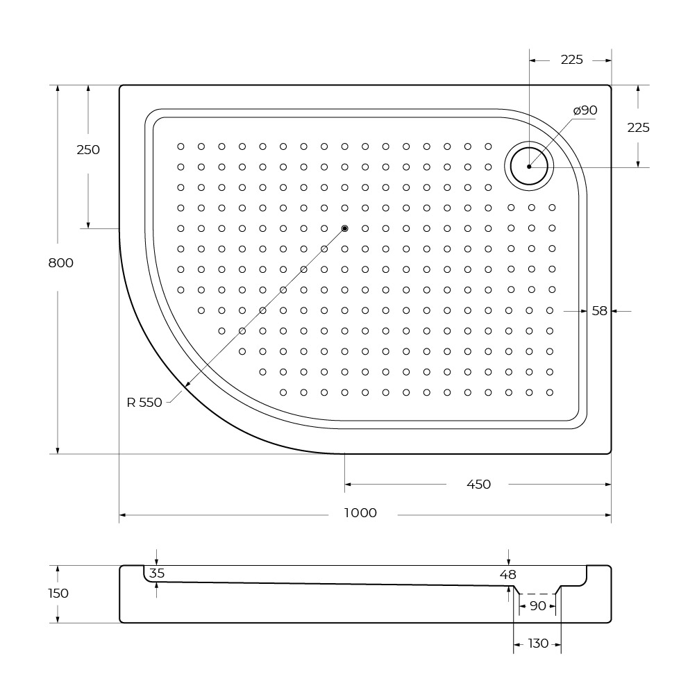 Акриловый поддон BelBagno TRAY-BB-RH-100/80-550-15-W-R - Gidratop.ru изображение