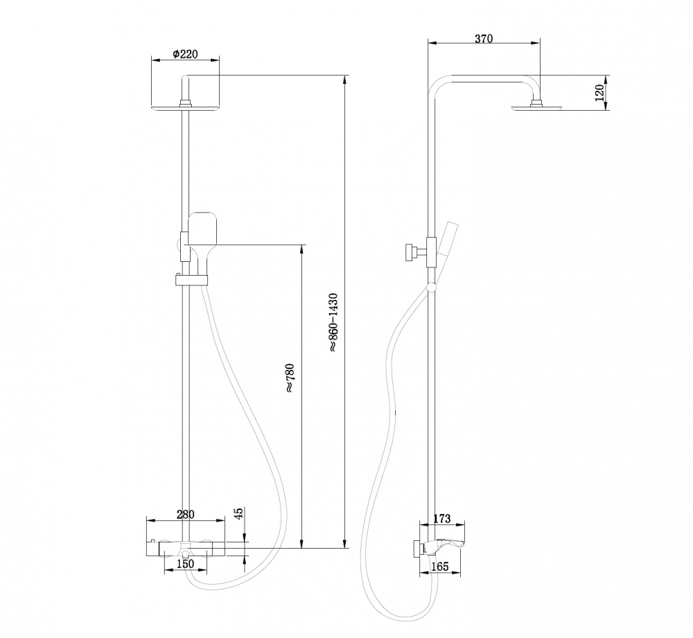 Душевая стойка ABBER Thermostat AF8516L с термостатом и изливом, хром - Gidratop.ru изображение