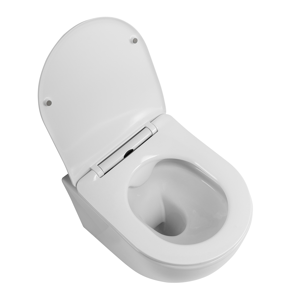 UNO 2.1 Унитаз подвесной безободковый с сиденьем дюропласт soft close BB7006CHR/SC - Gidratop.ru изображение