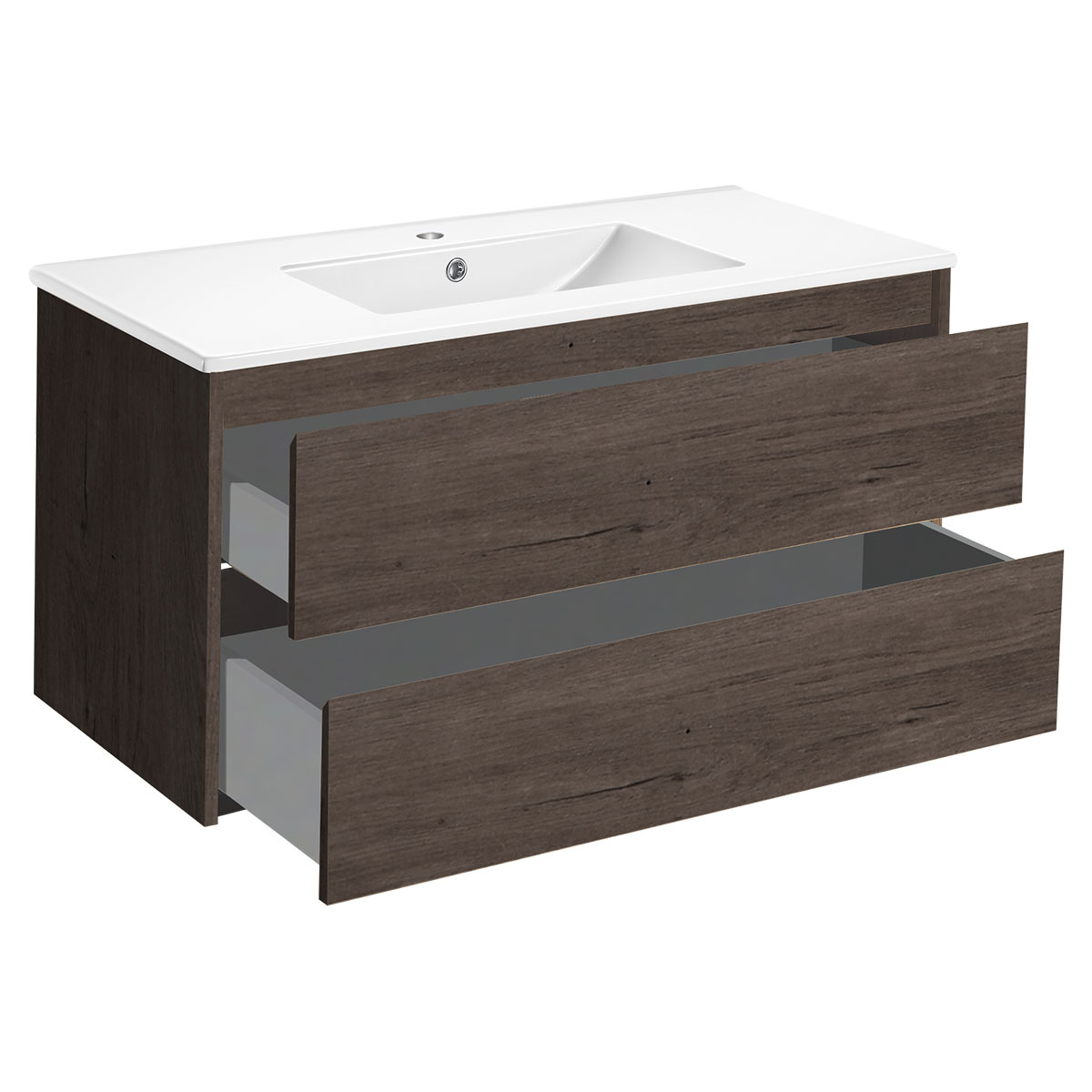 База под раковину Gio 100 подвесная, 2 выкатных ящика soft-close, R.Oak - Gidratop.ru изображение