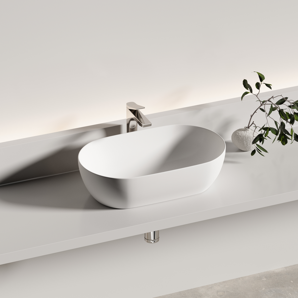 Раковина CERAMICANOVA Twist накладная овальной формы 500x300x140 белый матовый CN12001MW - Gidratop.ru изображение