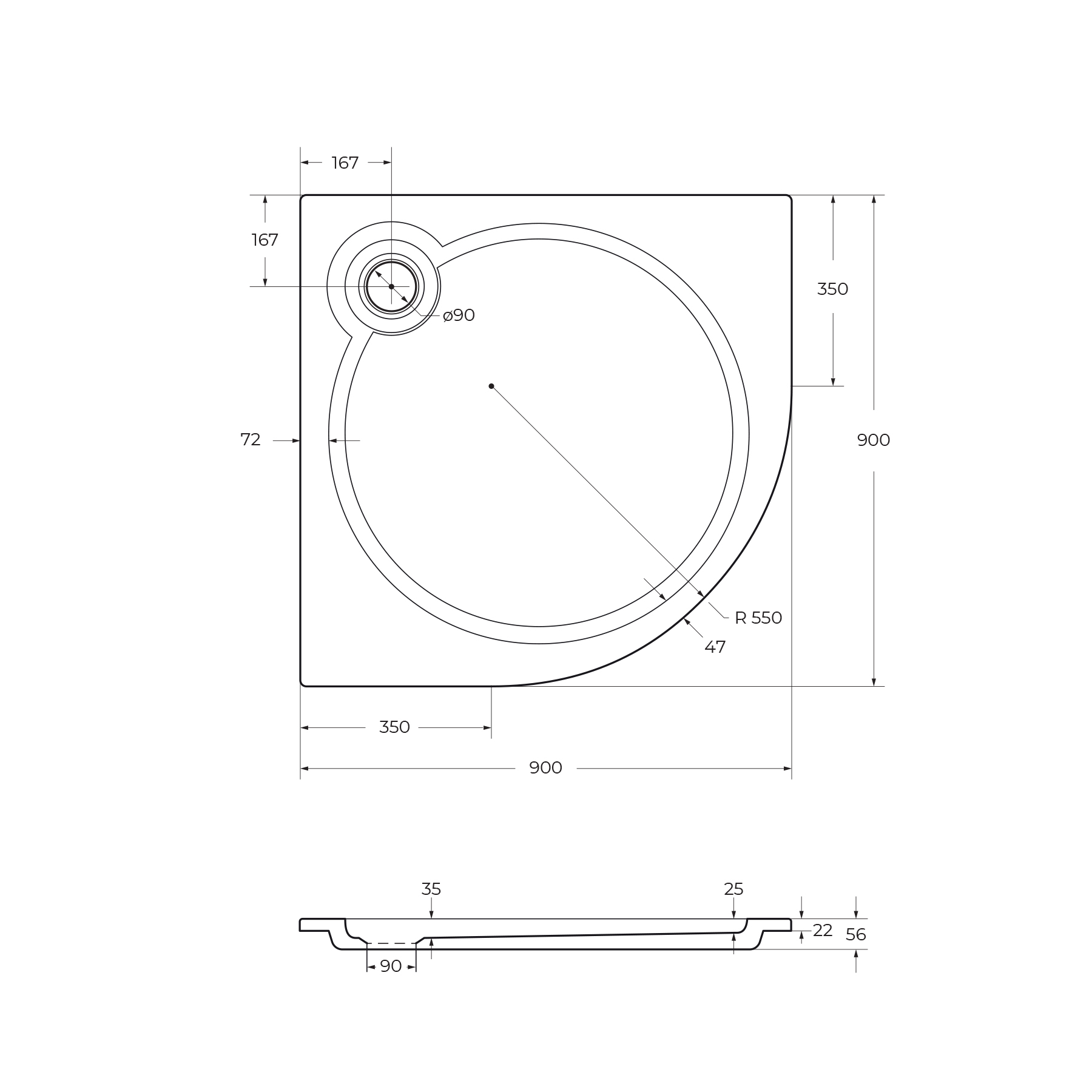 Поддон из искусственного мрамора CEZARES TRAY-S-R-90-55-56-W - Gidratop.ru изображение