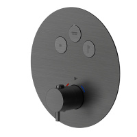 Newform X-STEEL 316 Наружная часть для термостатического смесителя, на 3 источника, переключение - кнопки (для 27752) цвет: PVD Brushed gun metal - Gidratop.ru изображение