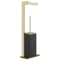 GESSI  INVERSO ACCESSORIES напольный держатель для туалетной бумаги и ершик, черный, цвет: Brass Brushed PVD - Gidratop.ru изображение