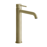 GESSI 316 смеситель для раковины на 1 отверстие, высокий h=305мм,  без донного клапана, излив 155мм, цвет: Brushed Brass PVD - Gidratop.ru изображение
