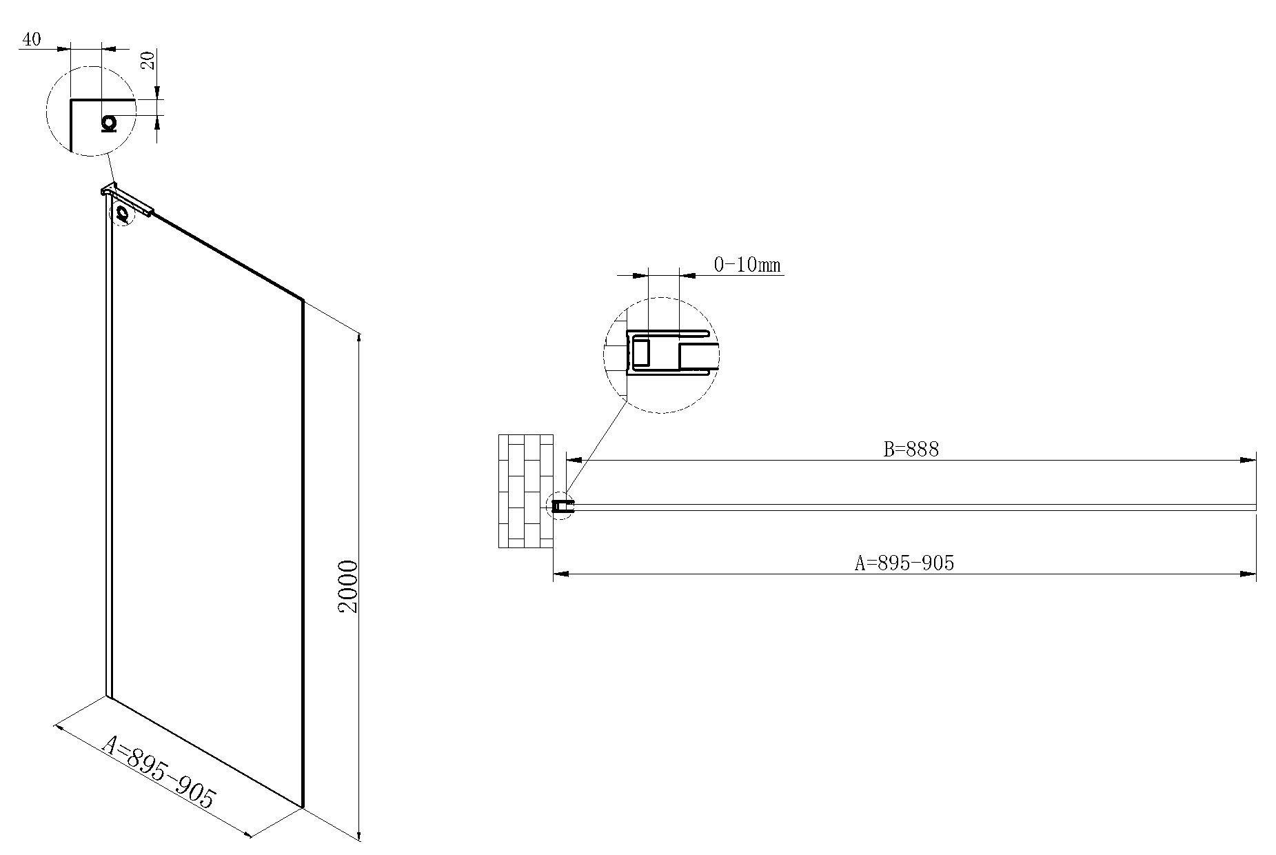 Душевая перегородка Walk-In VSW-7HA900CL, 900*2000, хром, стекло прозрачное - Gidratop.ru изображение