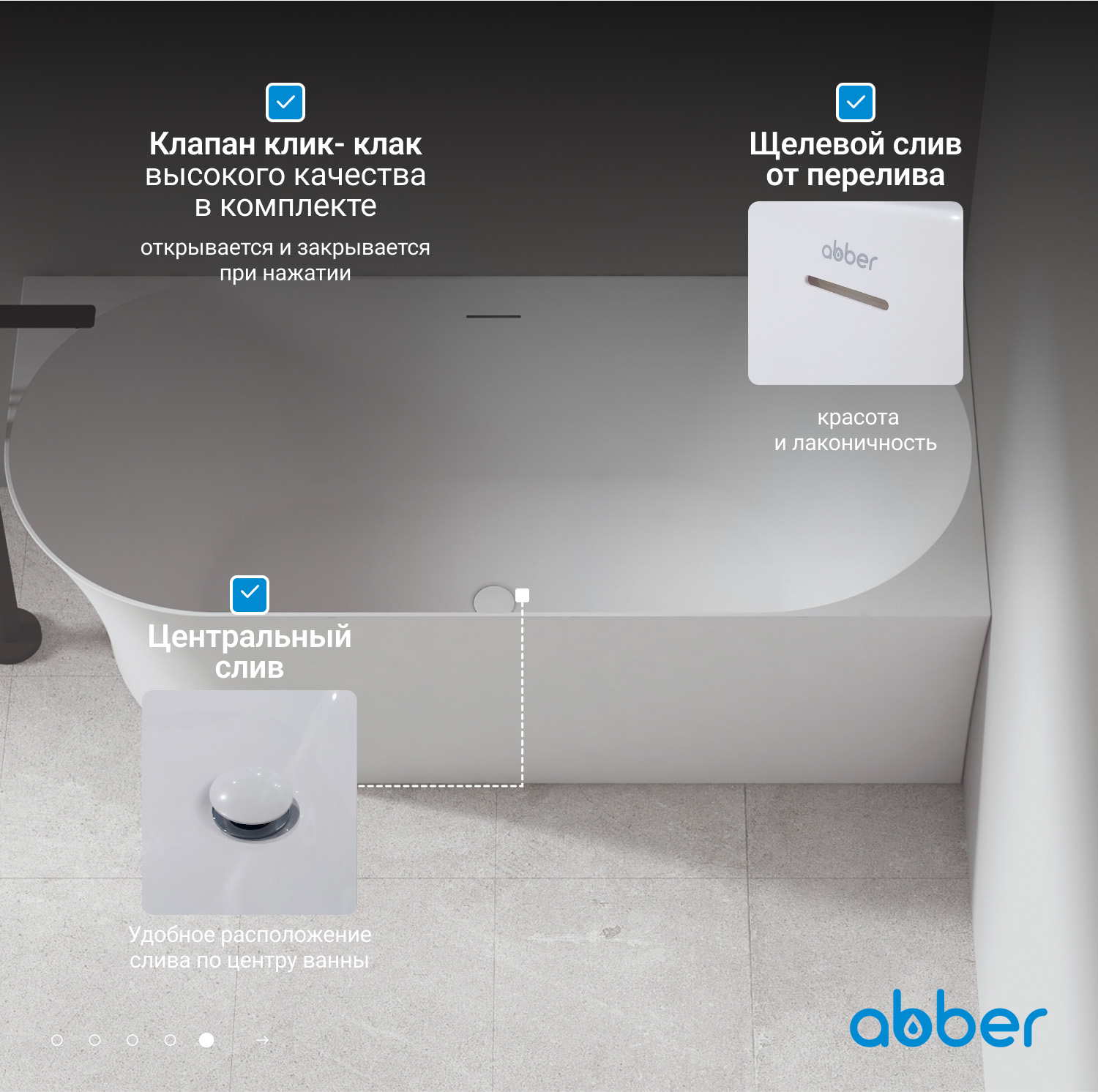 Акриловая ванна ABBER AB9258-1.7 R белая - Gidratop.ru изображение