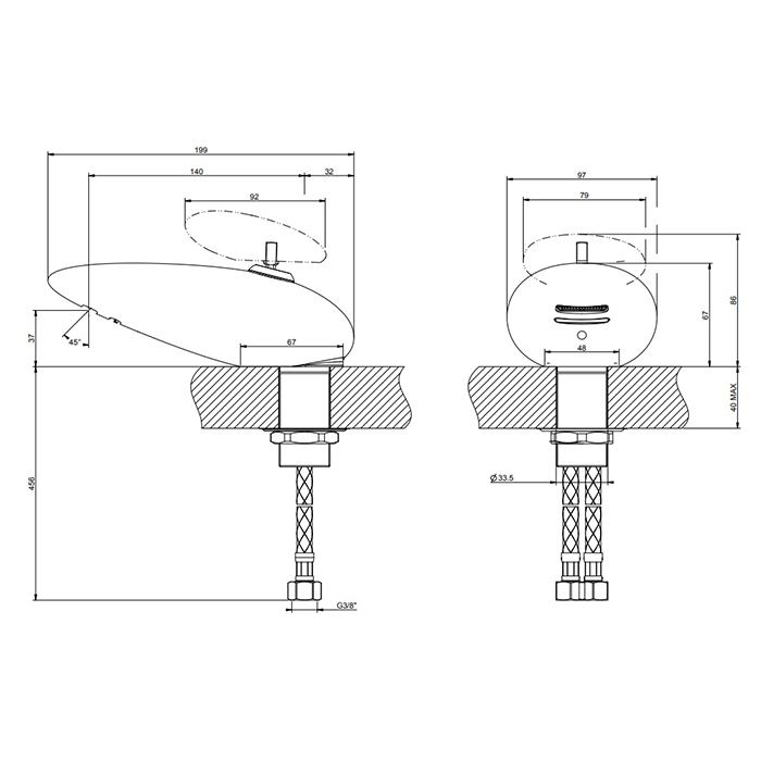 Gessi Equilibrio смеситель для раковины дизайнерский, на 1 отверстие, без ручки (арт.52002), цвет: золото - Gidratop.ru изображение