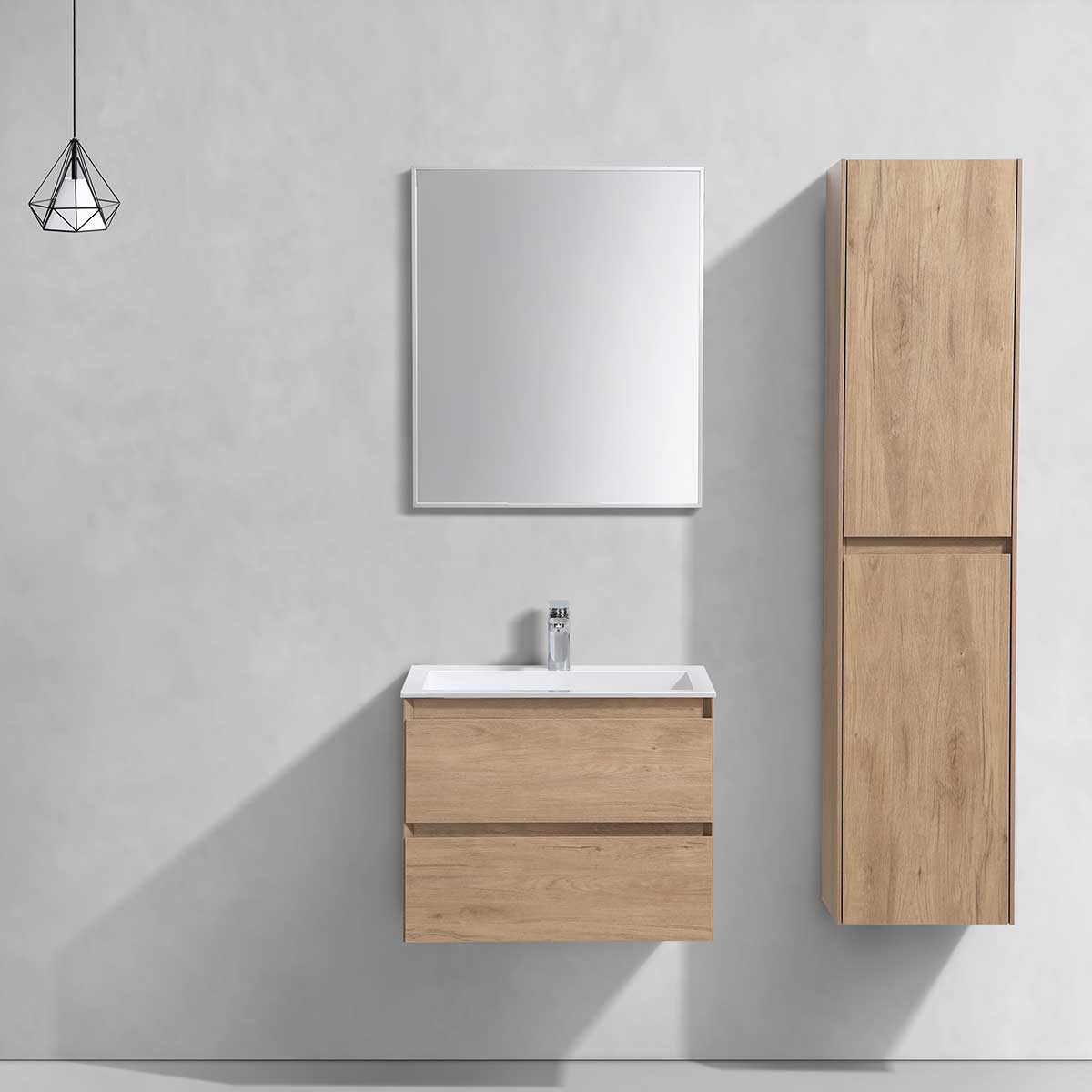 База под раковину Luka 600 подвесная, 2 выкатных ящика soft-close, N.Oak - Gidratop.ru изображение