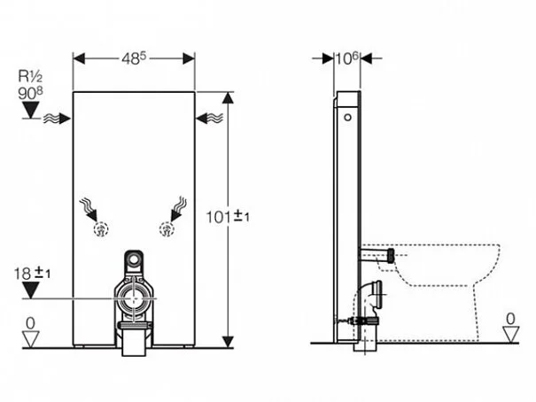 Сантехнический модуль Geberit Monolith Premium 131.001.SJ.1 для напольного унитаза, черный - Gidratop.ru изображение