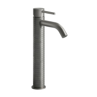 GESSI 316 смеситель для раковины на 1 отверстие, высокий h=305мм, без донного клапана, излив 123мм, цвет: steel brushed - Gidratop.ru изображение