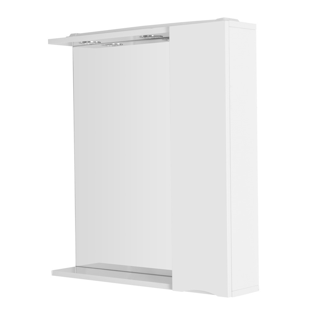 MARINO Шкаф зеркальный подвесной с одной распашной дверцей с доводчиками, LED 2x4W, правосторонний, Bianco Lucido, 700х150х750, MARINO-SPC-700/750-1A-BL-P-R - Gidratop.ru изображение