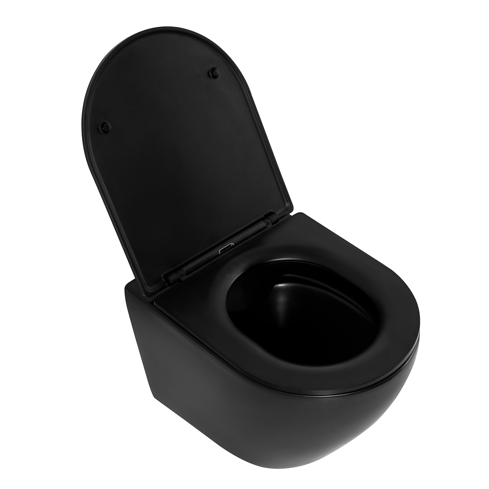 Унитаз подвесной безободковый BelBagno COLORATO, черный BB062CHR-MB/BB062SC-MB - Gidratop.ru изображение