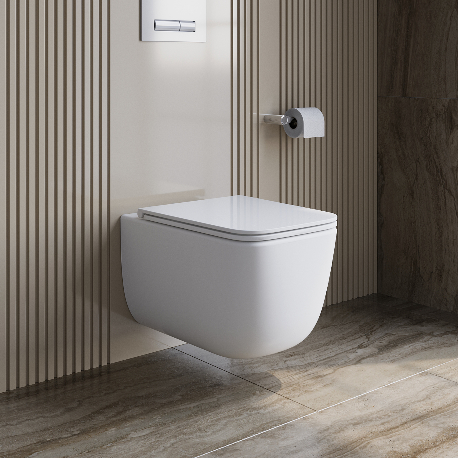 LUCE-TOR Унитаз подвесной безободковый с сиденьем дюропласт soft close, BB076CH-TOR/SC - Gidratop.ru изображение