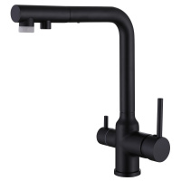 Смеситель ABBER Emotion AF8814B для кухни с подключением фильтра и выдвижной лейкой, черный матовый - Gidratop.ru изображение