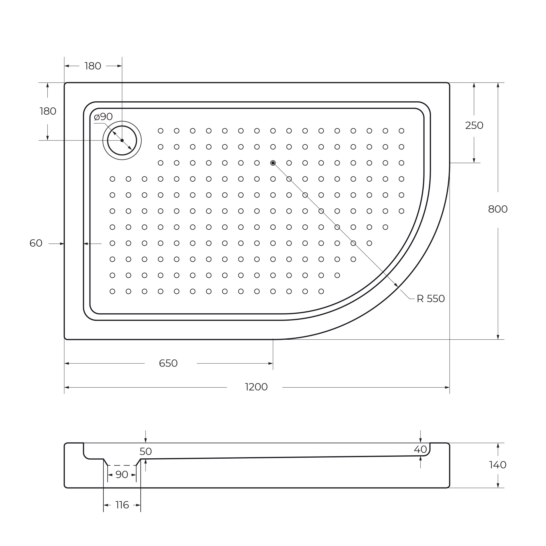 акриловый поддон CEZARES TRAY-A-RH-120/80-55-15-W-L - Gidratop.ru изображение