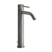 GESSI 316 смеситель для раковины на 1 отверстие, высокий, h=305мм, с донным клапаном, излив 123мм, цвет: steel brushed - Gidratop.ru изображение