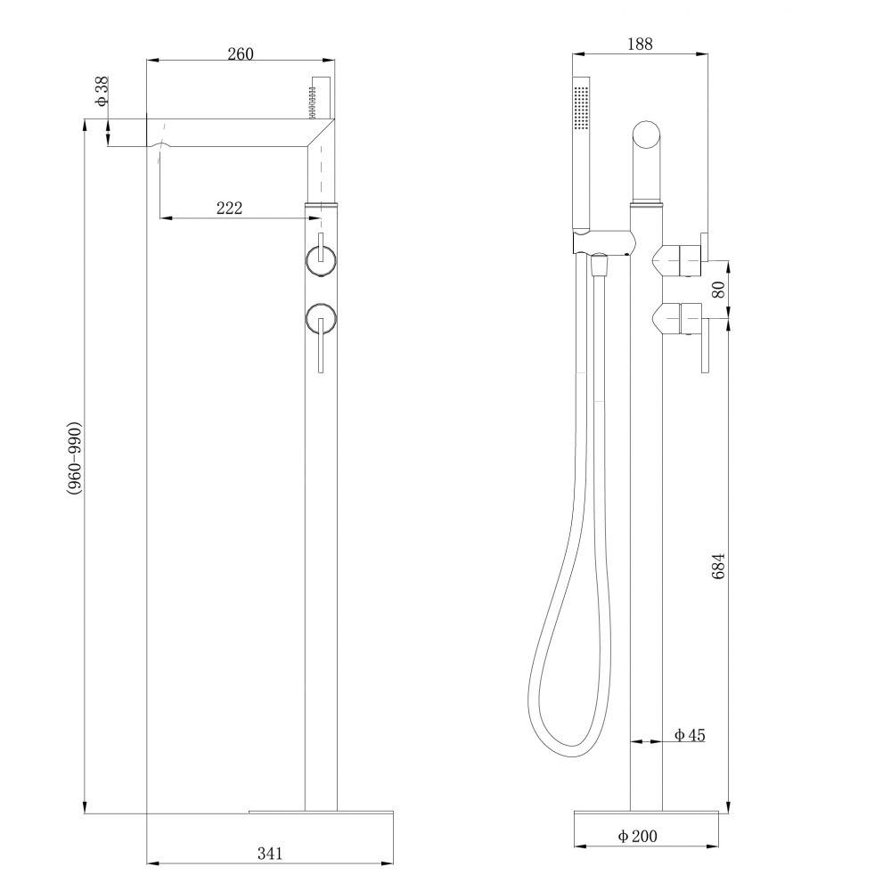 Смеситель ABBER Perfekte 316 AF8A15BG отдельностоящий для ванны, золото брашированное - Gidratop.ru изображение