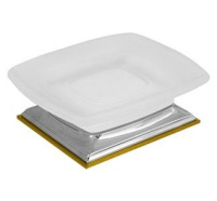 Colombo Portofino мыльница настольная, цвет: хром/матовое стекло/золото - Gidratop.ru изображение