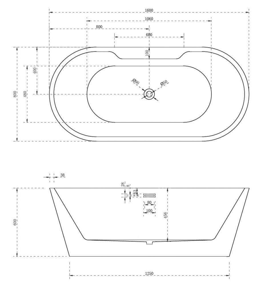 Акриловая ванна ABBER AB9299-1.6 белая - Gidratop.ru изображение