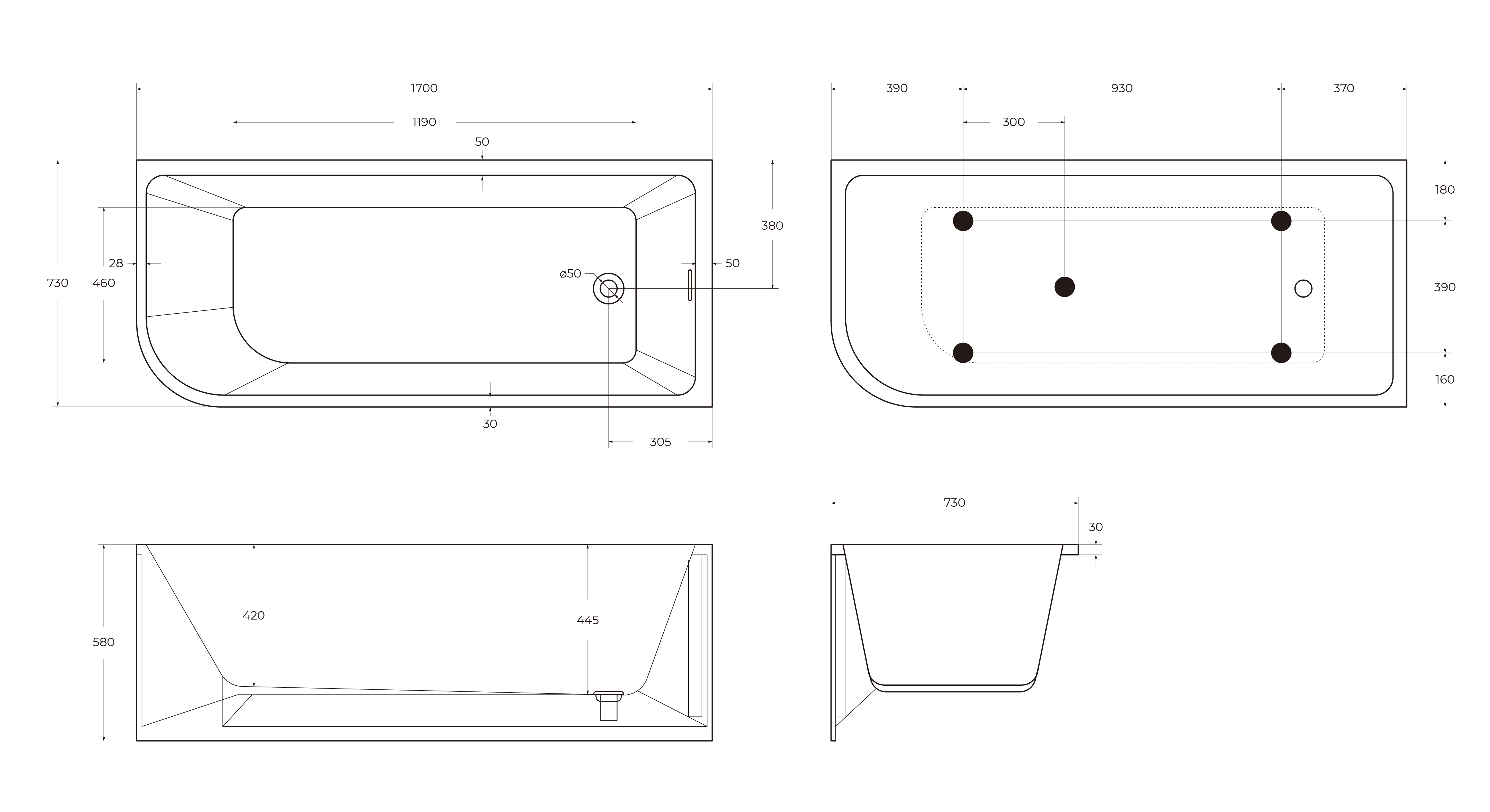 Акриловая ванна BELBAGNO BB712-1700-730-R - Gidratop.ru изображение