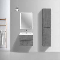 База под керамическую раковину Mia Slim 600 подвесная, 2 выкатных ящика soft close, Beton - Gidratop.ru изображение
