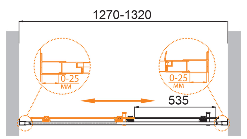 Душевая дверь CEZARES MOLVENO-BF-1-130-P-Cr - Gidratop.ru изображение
