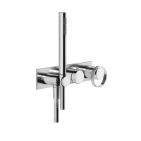 Gessi Anello встраиваемый однорычажный смеситель на 2 выхода с перекл., ручным душем с держателем и выводом воды (внешние части), цвет: хром - Gidratop.ru изображение