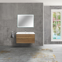 База под раковину Gio 100 подвесная, 2 выкатных ящика soft-close, T.Oak - Gidratop.ru изображение