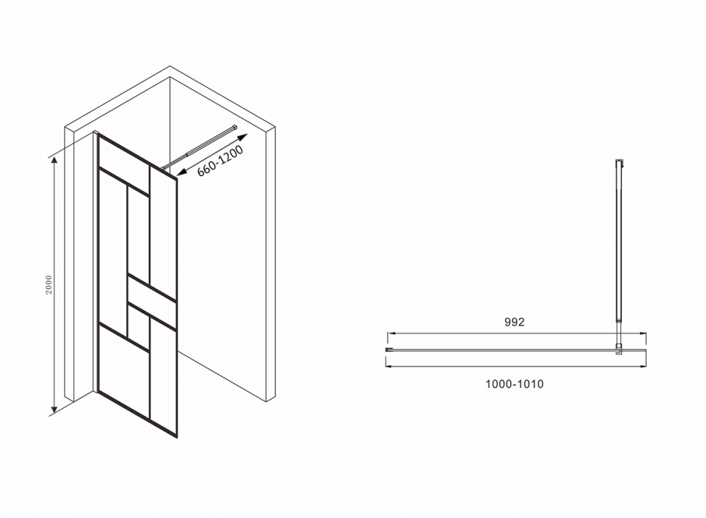 Душевая перегородка ABBER Immer Offen AG63100B8 - Gidratop.ru изображение