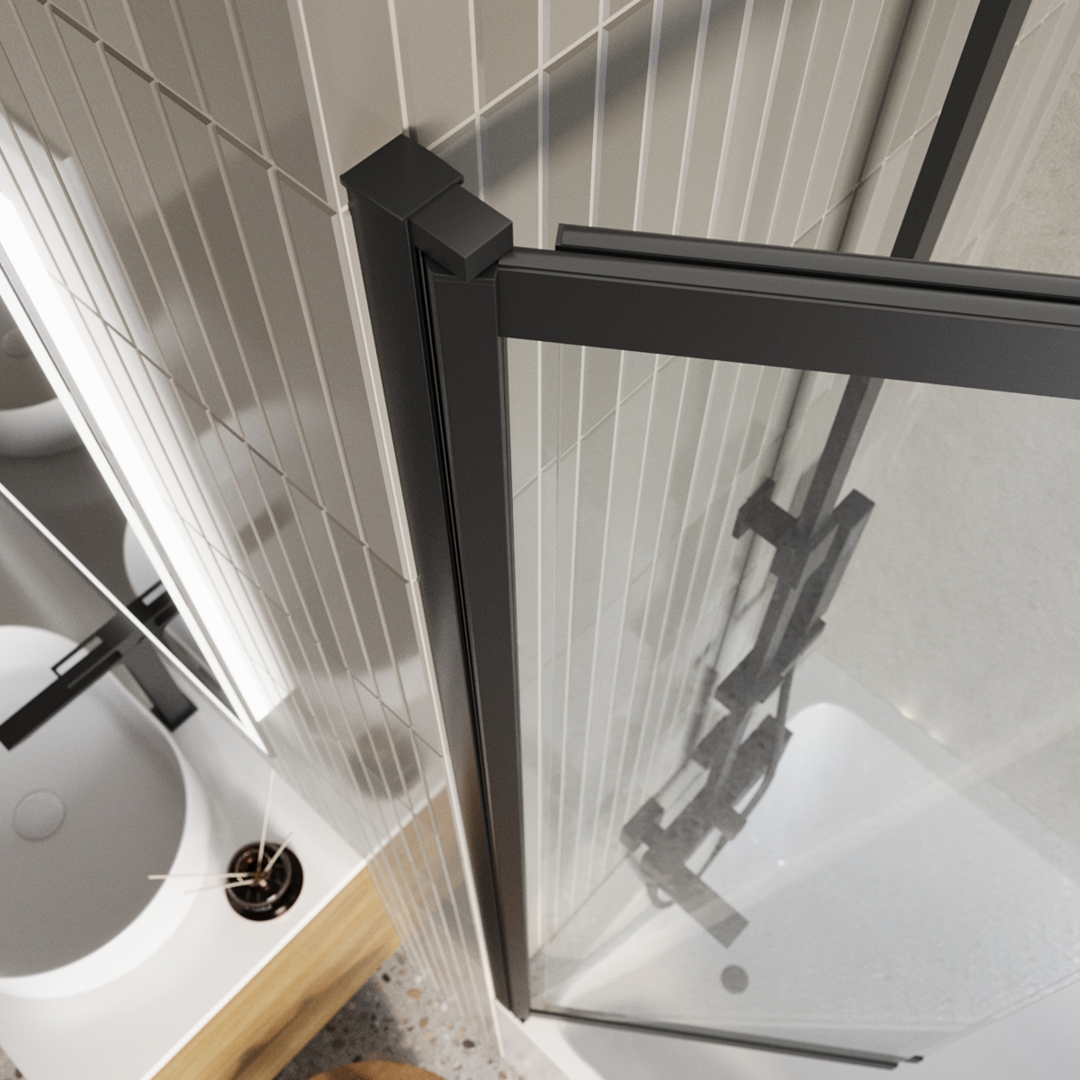 Душевая шторка на ванну BelBagno LUCE-VF-11-90/145-C-NERO - Gidratop.ru изображение