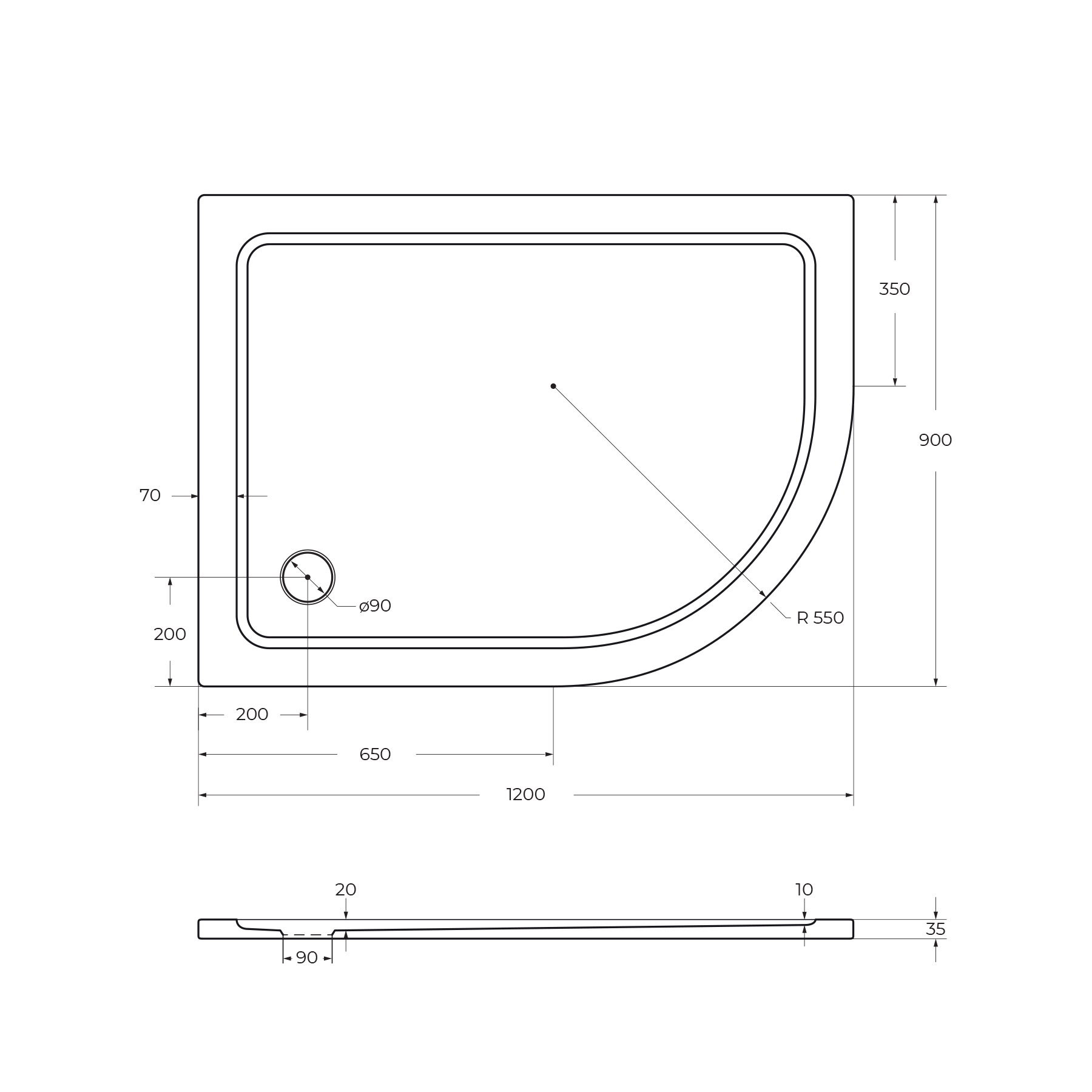 Поддон SMC CEZARES TRAY-M-RH-120/90-55-35-W-L - Gidratop.ru изображение