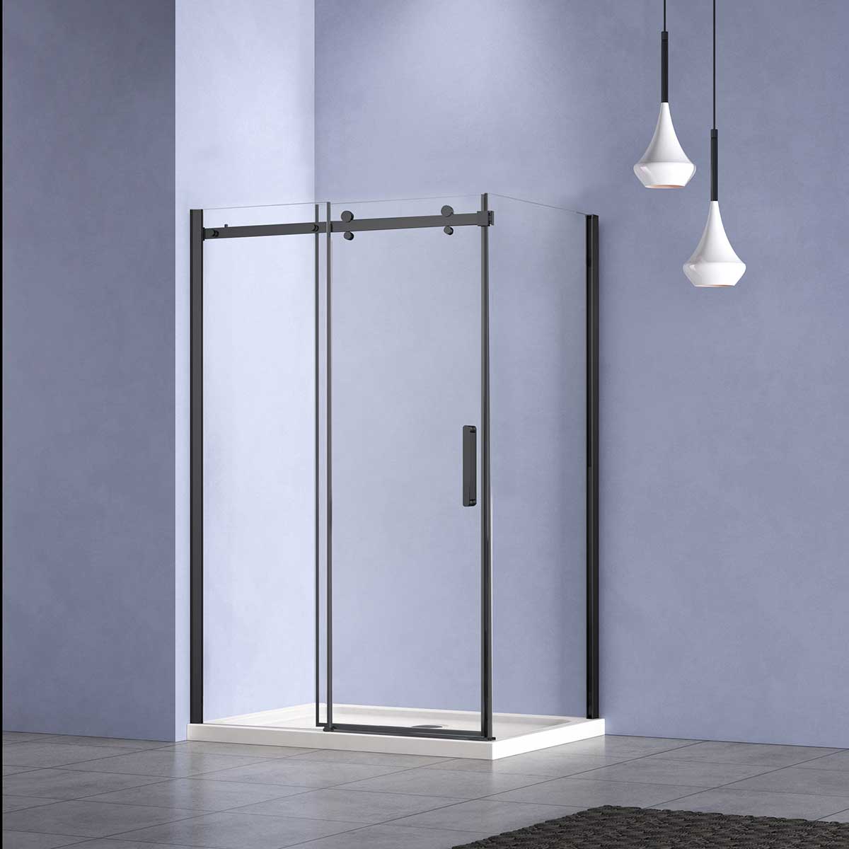 Душевой уголок Como-N VSR-4CN8013CLB, 1300*800, черный, стекло прозрачное - Gidratop.ru изображение