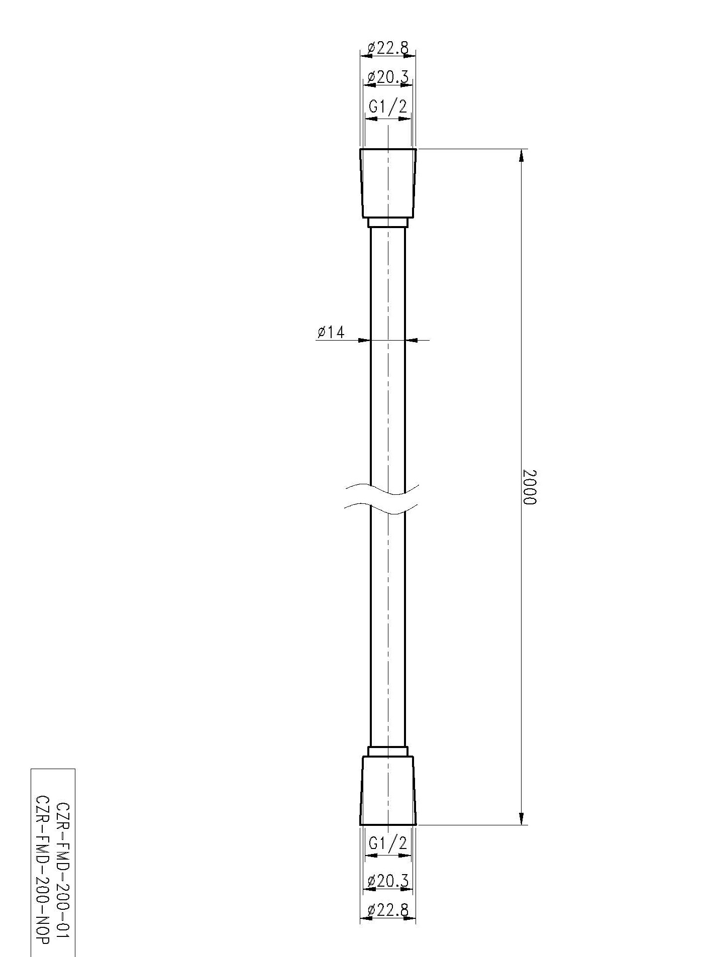 CZR-FMD-200-NOP Гибкий шланг PVC, длина 2,0 м, чёрный матовый - Gidratop.ru изображение