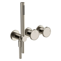 GESSI Origini смеситель для ванны встраиваемый на 2 выхода, с ручной лейкой, в компл с отд вставкой, цвет Nickel PVD (внешняя часть) - Gidratop.ru изображение