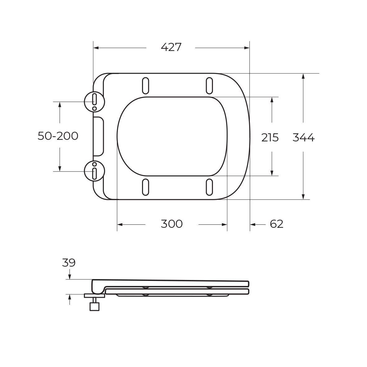 DUE Чаша унитаза подвесного c креплением и сиденьем дюропласт soft close BB3103CHR/SC - Gidratop.ru изображение