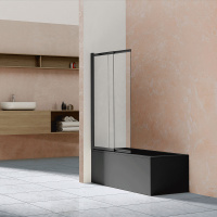 Душевая шторка на ванну VSB-1E100CLB, 1000*1450, матовый черный, стекло прозрачное - Gidratop.ru изображение