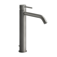 GESSI 316 смеситель для раковины на 1 отверстие, высокий h=305мм,  с донным клапаном, излив 155мм, цвет: steel brushed - Gidratop.ru изображение