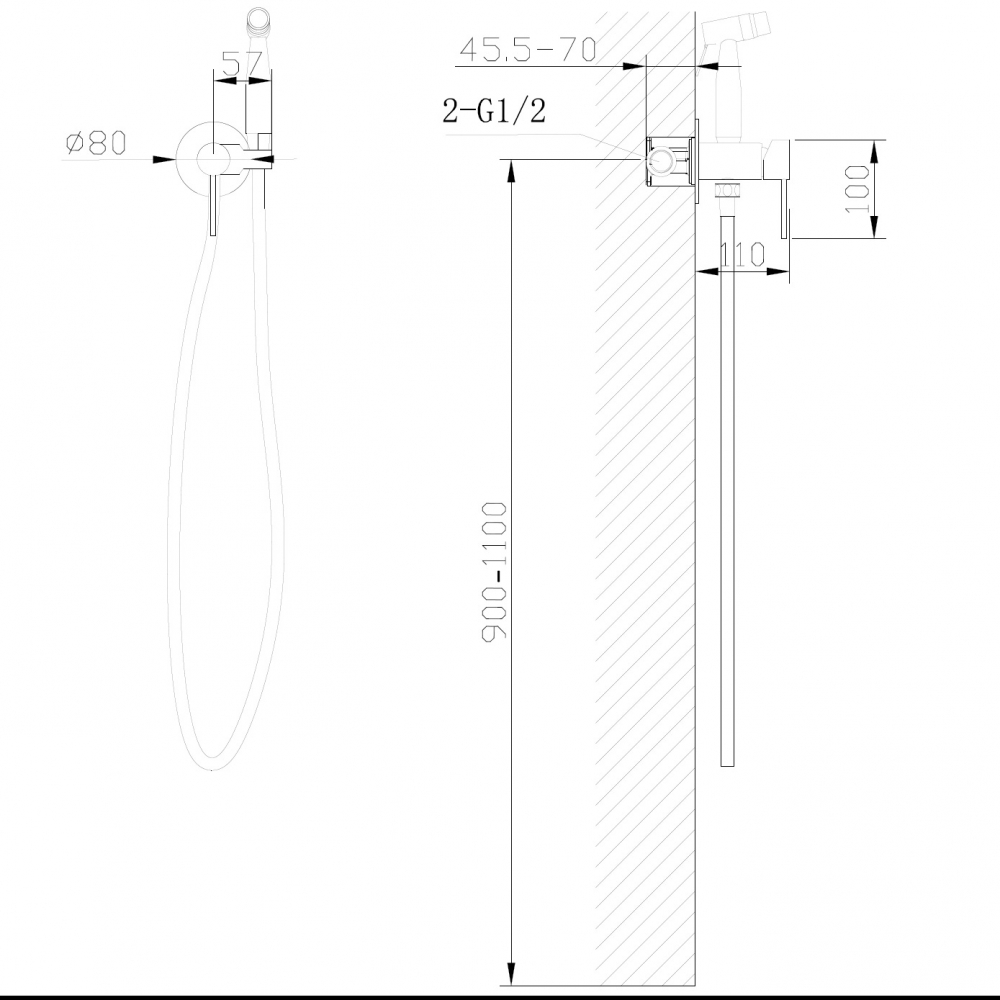 Смеситель ABBER Wasser Kreis AF8125B с гигиеническим душем, черный матовый - Gidratop.ru изображение