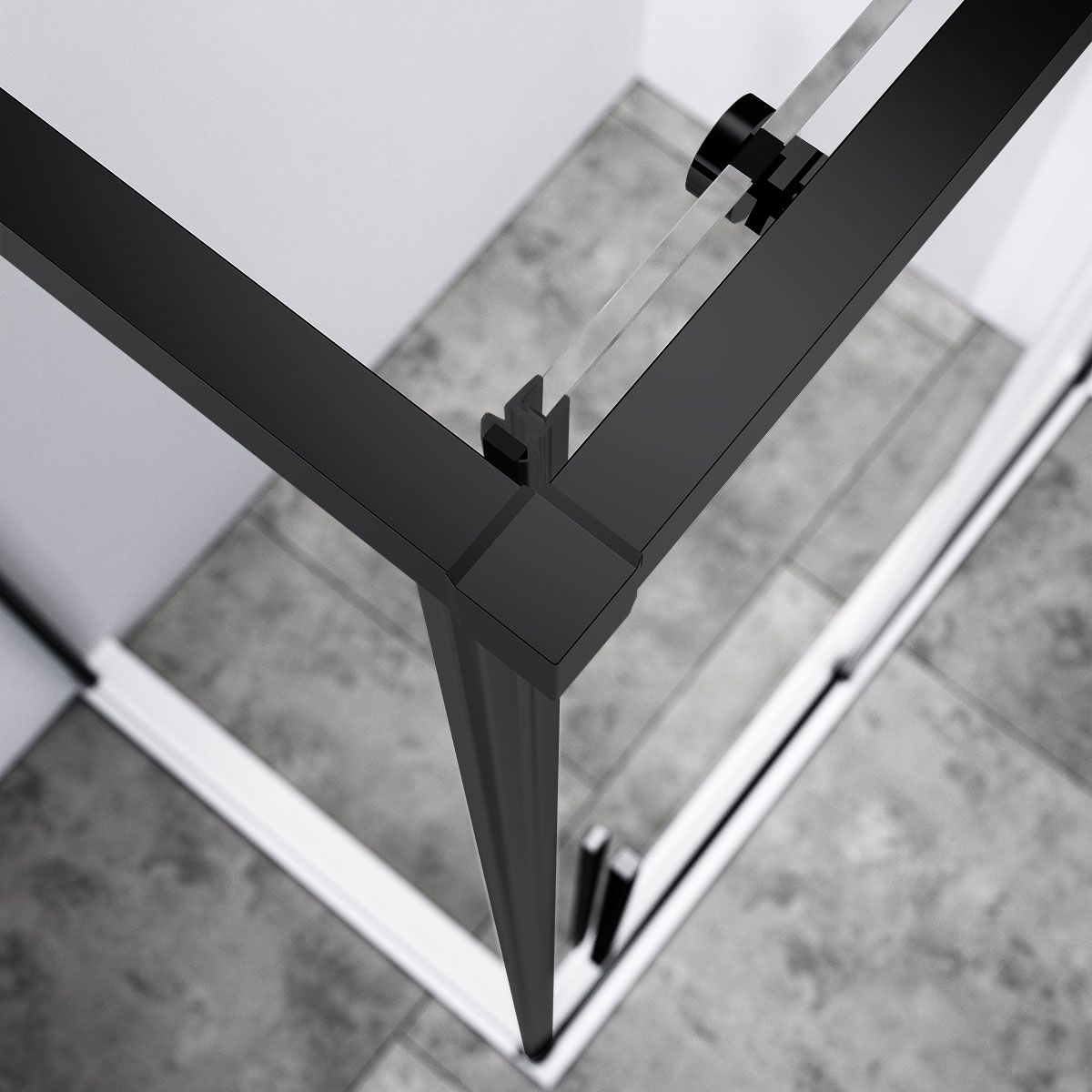 Душевой уголок Slim-N VSR-4SN8014CLB, 1400*800, черный, стекло прозрачное - Gidratop.ru изображение