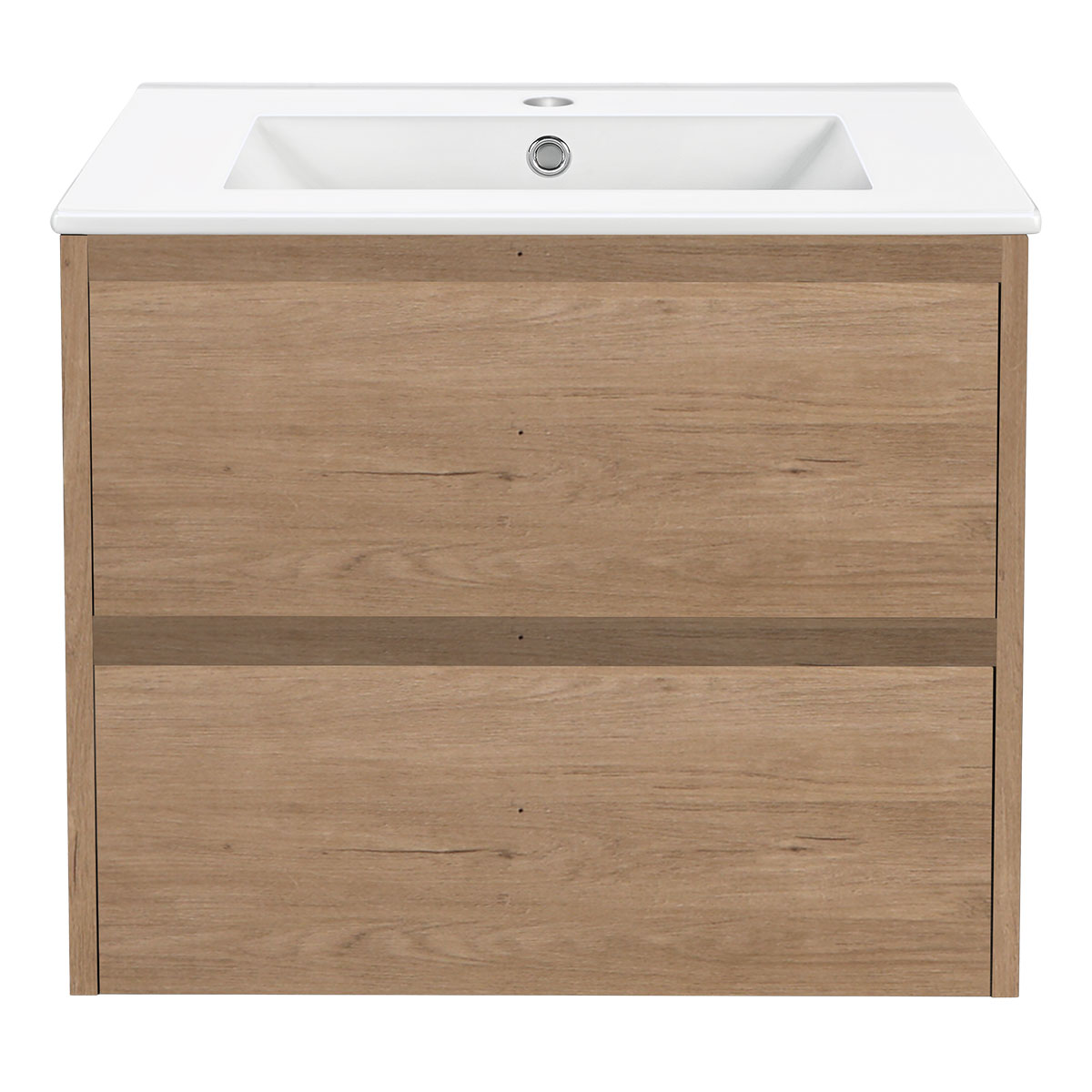 База под раковину Gio 600 подвесная, 2 выкатных ящика soft-close, N.Oak - Gidratop.ru изображение