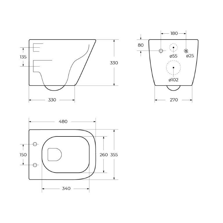 DUE Чаша унитаза подвесного c креплением и сиденьем дюропласт soft close BB3103CHR/SC - Gidratop.ru изображение