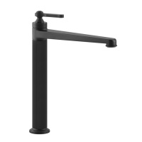 GESSI VENTI20 смеситель для раковины на 1 отверстие, однорычажный, высокий, в комплекте с донным клапаном, цвет черный матовый - Gidratop.ru изображение