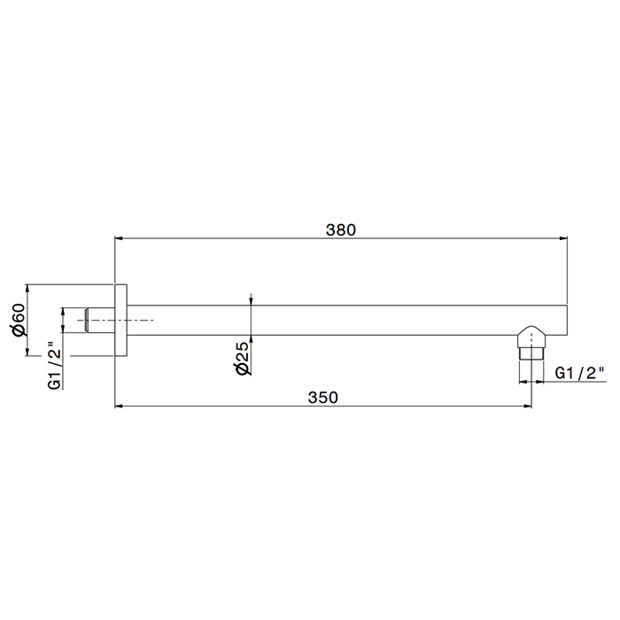 Newform X-STEEL 316 Кронштейн для верхнего душа, настенный., L=350 мм, G1/2" , цвет: PVD Brushed gun metal - Gidratop.ru изображение