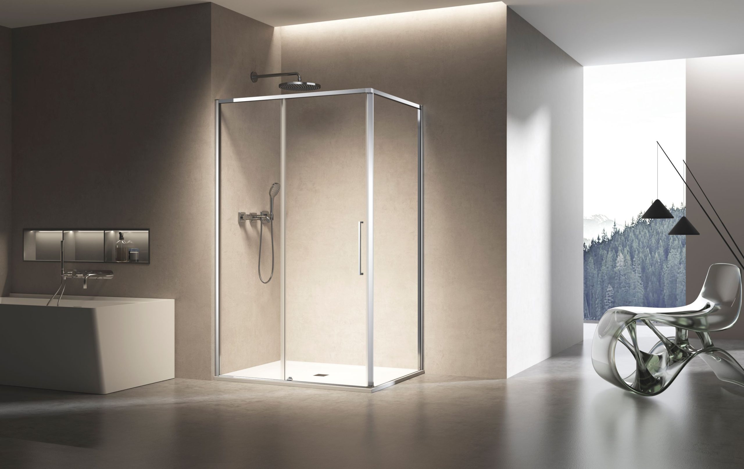 Душевой уголок Slim 8mm VSR-6SL8013CL, 1300*800, хром, стекло прозрачное - Gidratop.ru изображение