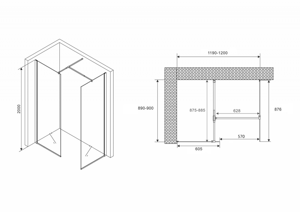 Душевой уголок ABBER Immer Offen AG67129B - Gidratop.ru изображение