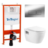 Комплект 4 в 1 Унитаз подвесной с сиденьем BelBagno LOTO BB070CHR/SC+Система инсталляции 2 в 1 BelBagno BB026/BB041CR - Gidratop.ru изображение