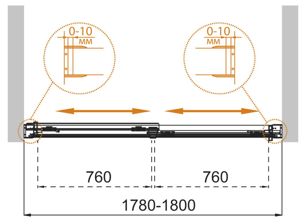Душевая шторка на ванну CEZARES TANDEM-SOFT-VF-2-180/145-C-BORO-IV - Gidratop.ru изображение