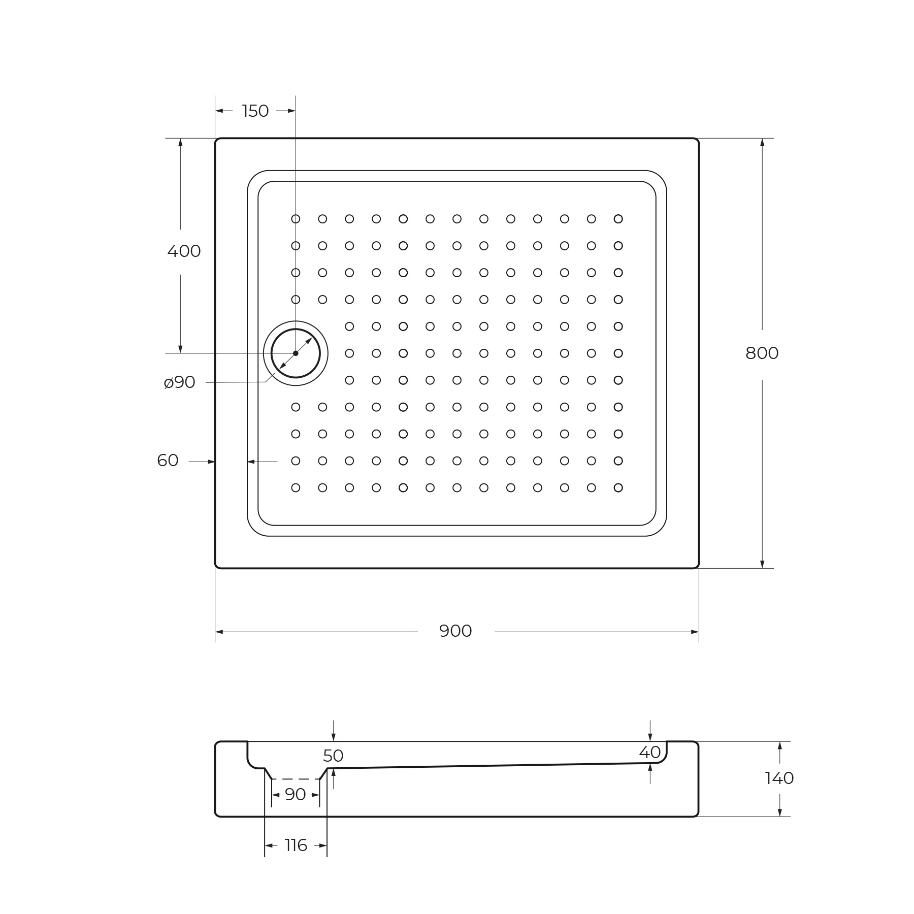 Акриловый поддон CEZARES TRAY-A-AH-90/80-15-W - Gidratop.ru изображение