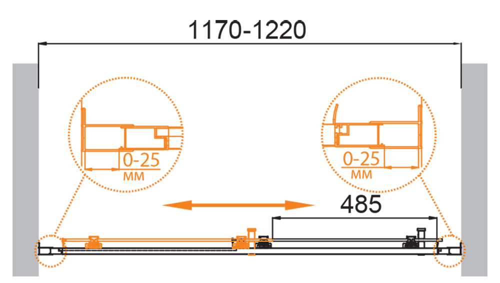 Душевая дверь CEZARES MOLVENO-BF-1-120-C-BORO-IV - Gidratop.ru изображение